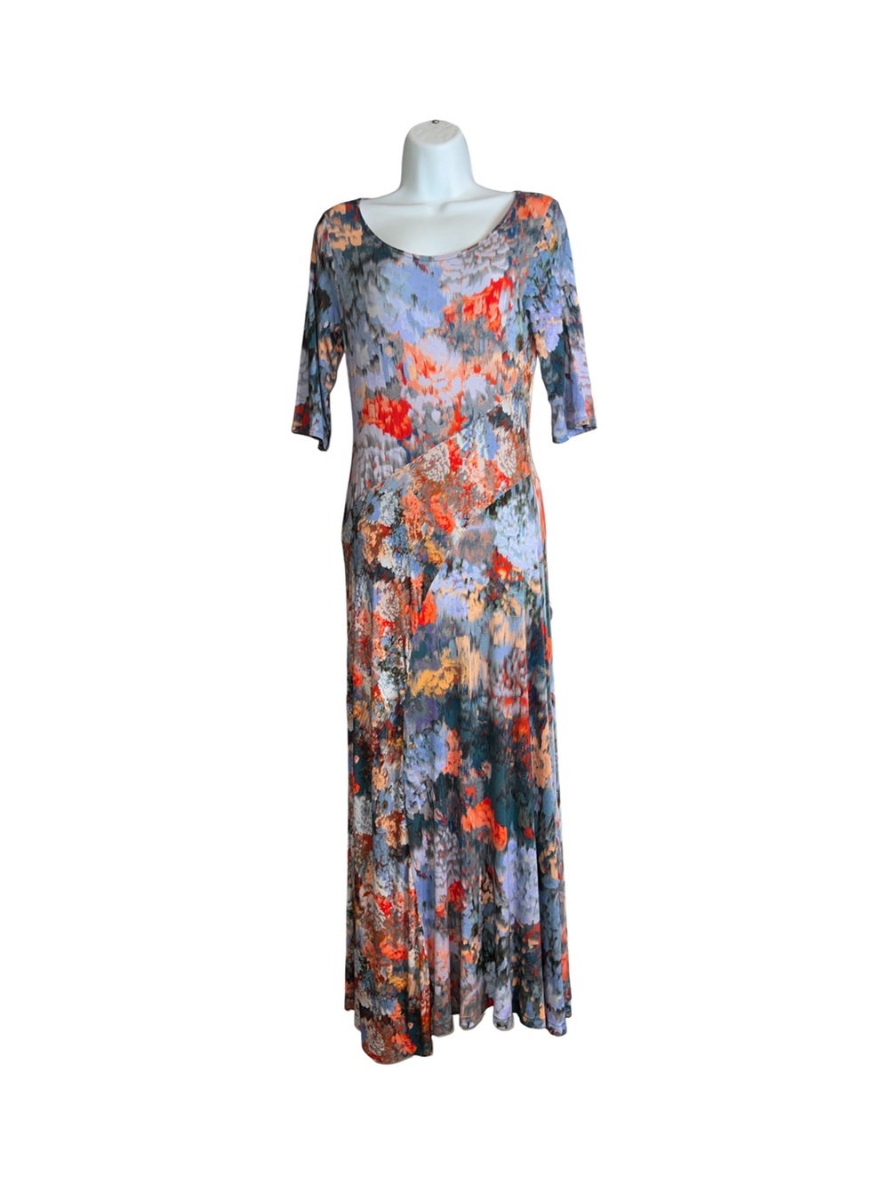 Soft Surroundings Nanette Dress multi-color floral watercolor artsy maxi XS
